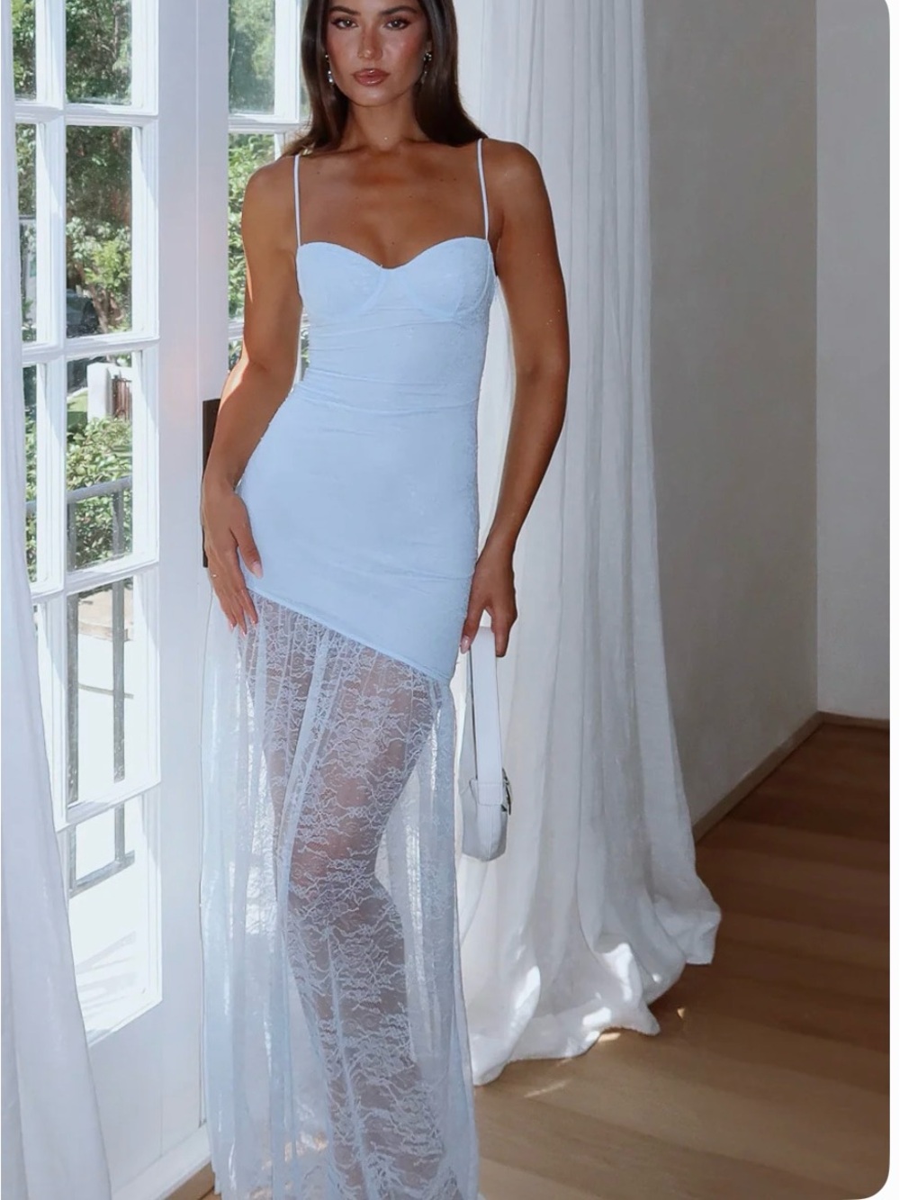 Light Blue Lace Maxi Dress